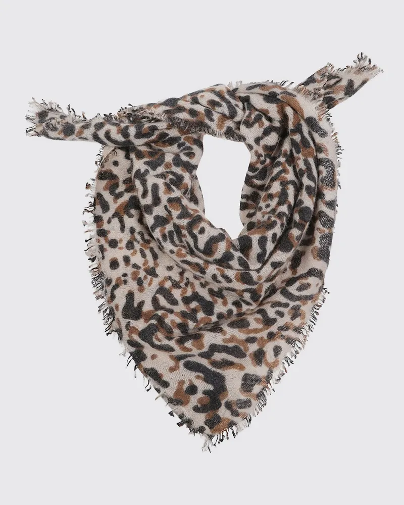 Faliero Sarti Kaschmirschal mit Animal-Print und Fransen Braun