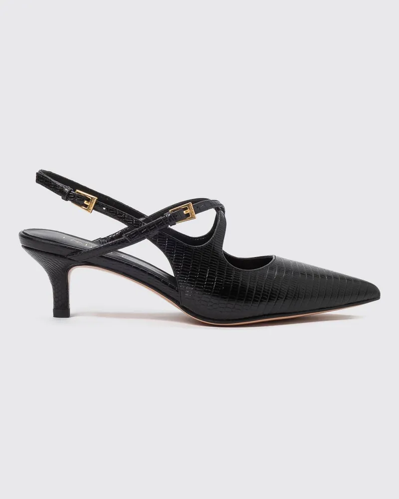 Twin-Set Slingback-Pumps aus Leder mit Eidechsen-Print und Stilettoabsatz Schwarz