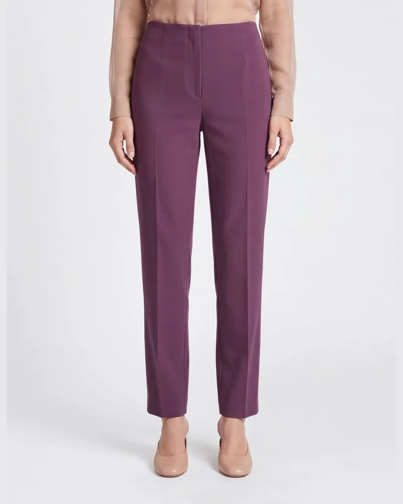 Alberta Ferretti Hoch taillierte Skinny-Hose aus Wollmischung Rot