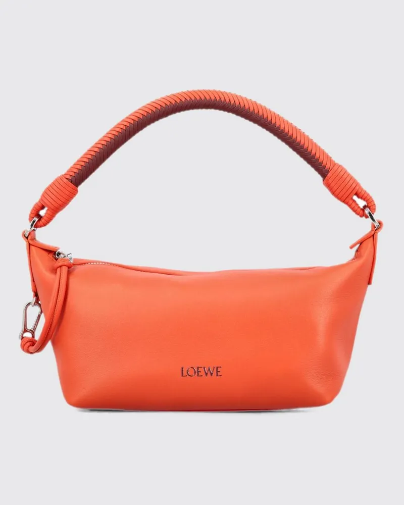 Loewe Schultertasche aus Lamm-Nappaleder mit geflochtenem Griff Orange
