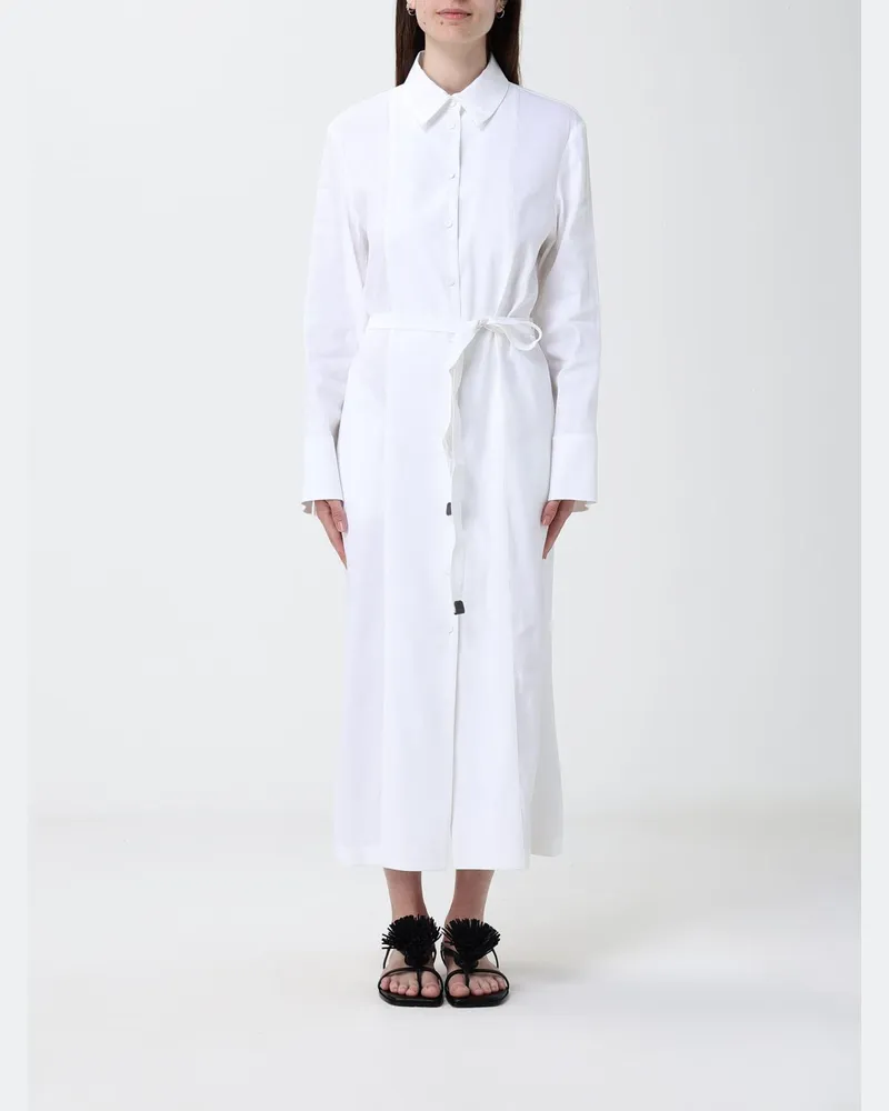Max Mara Nordica Hemdblusenkleid aus Leinenmischung Weiß
