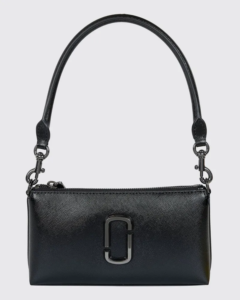 Marc Jacobs The Pochette Schultertasche von aus Saffiano-Leder mit Metallkette Schwarz