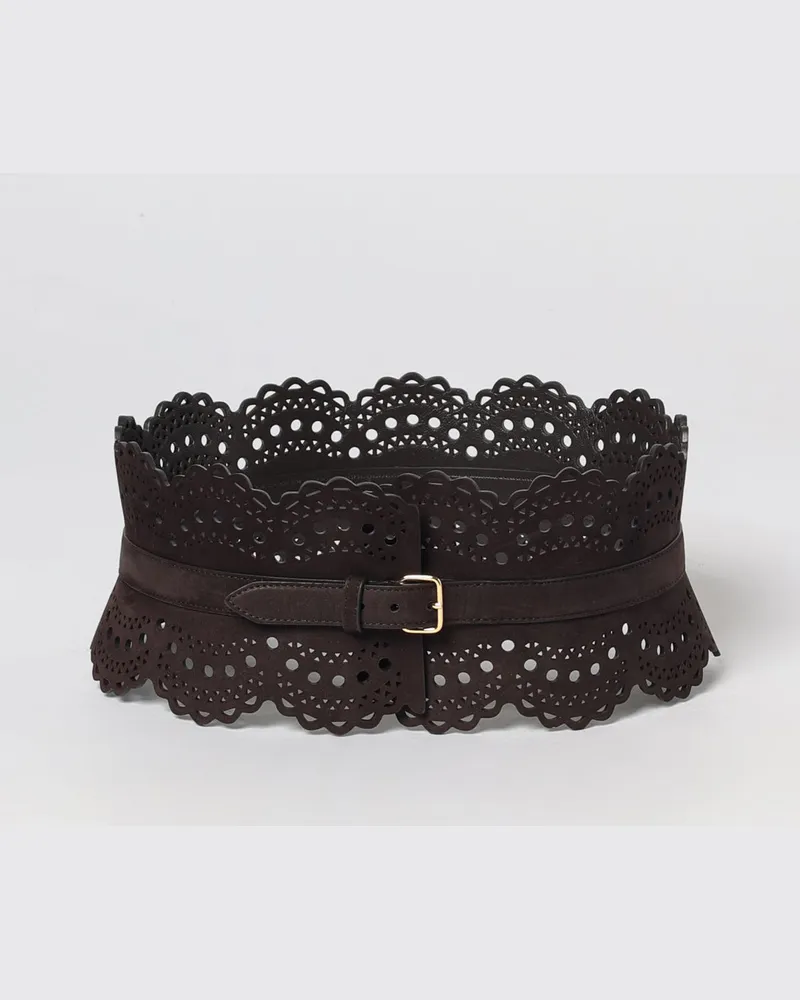 Alaïa Bustier-Gürtel aus Nubukleder mit Lochmuster Braun