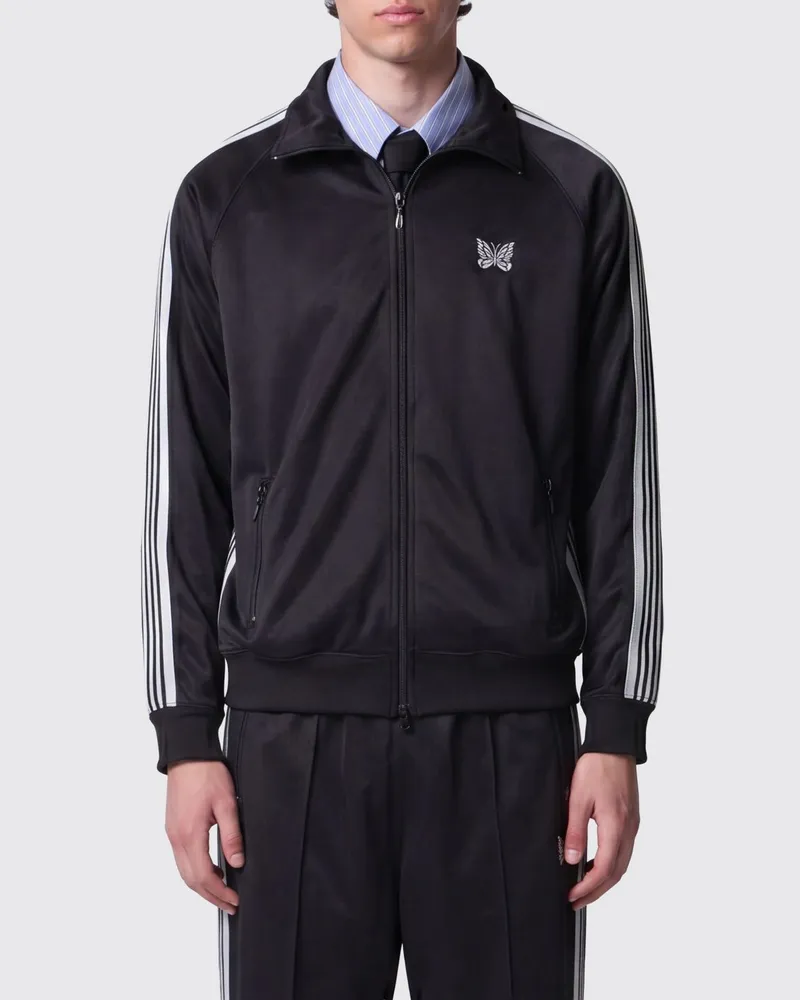 NEEDLES Gestreifte Trainingsjacke mit Stehkragen und gesticktem Logo Grau