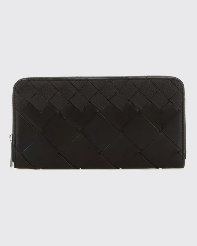 Bottega Veneta Intrecciato Continental-Brieftasche aus Leder mit Reißverschluss Silber