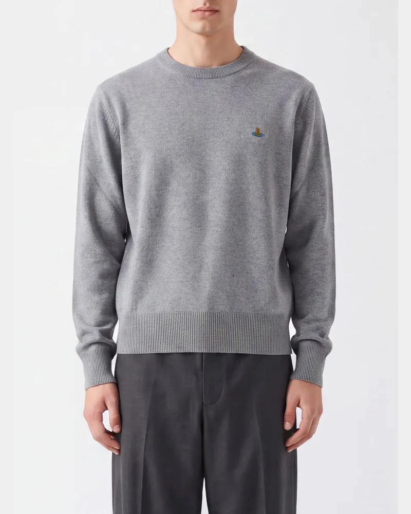 Vivienne Westwood Kurzarmpullover aus Baumwolle und Kaschmir mit Orb-Logo Grau