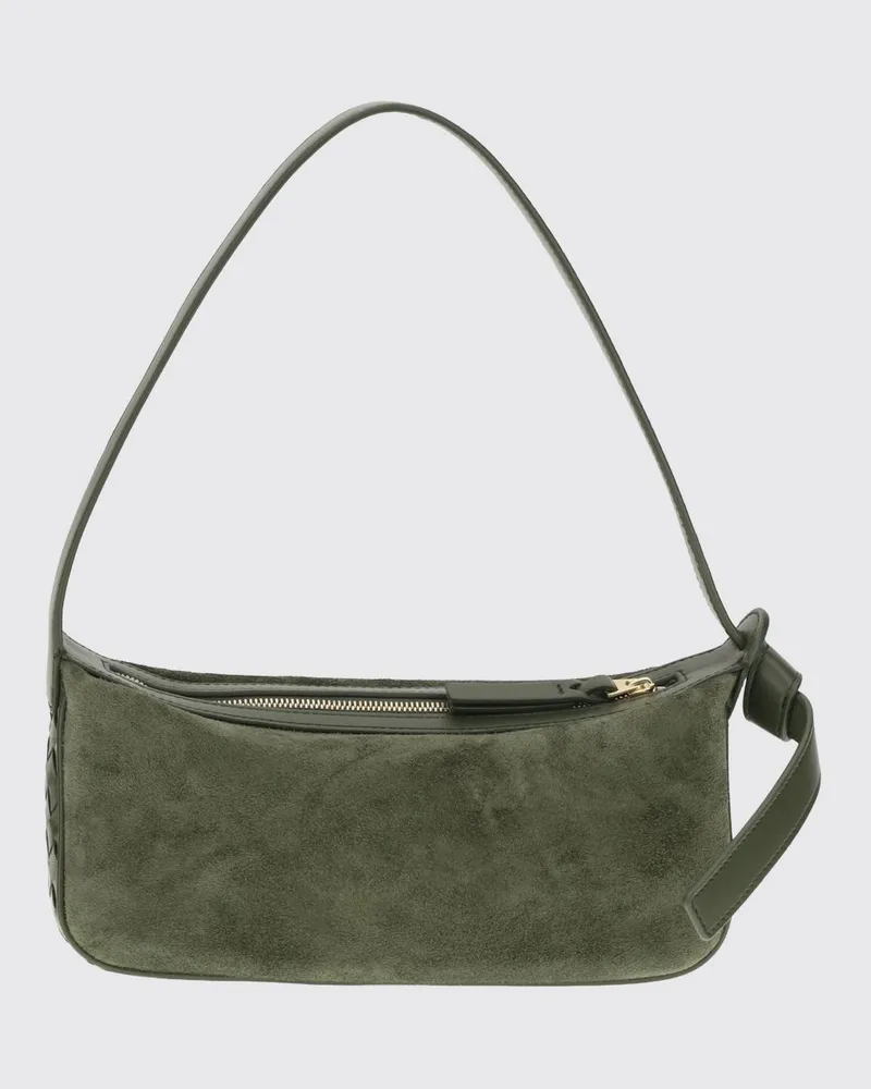 Bottega Veneta Kleine Nodo Schultertasche aus Intrecciato-Veloursleder Grün