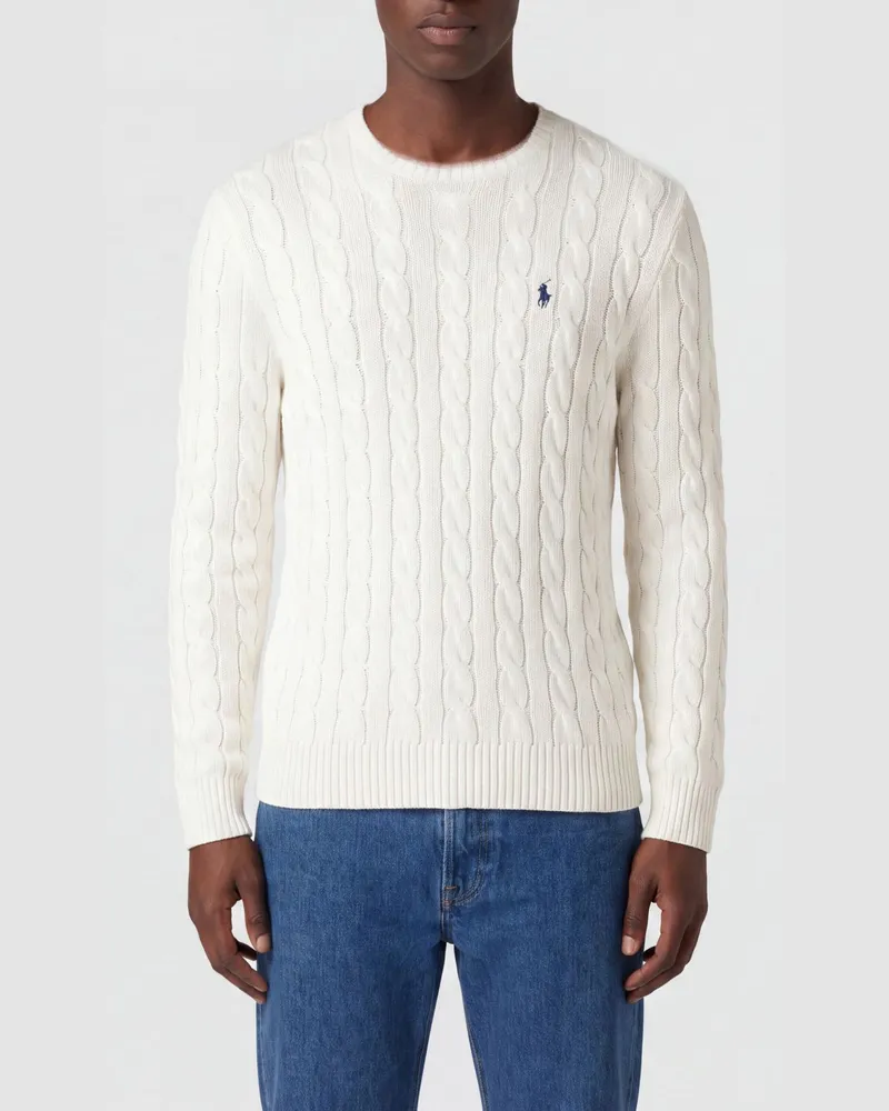 Ralph Lauren Baumwollpullover mit Rundhalsausschnitt und gesticktem Pony-Logo Weiß