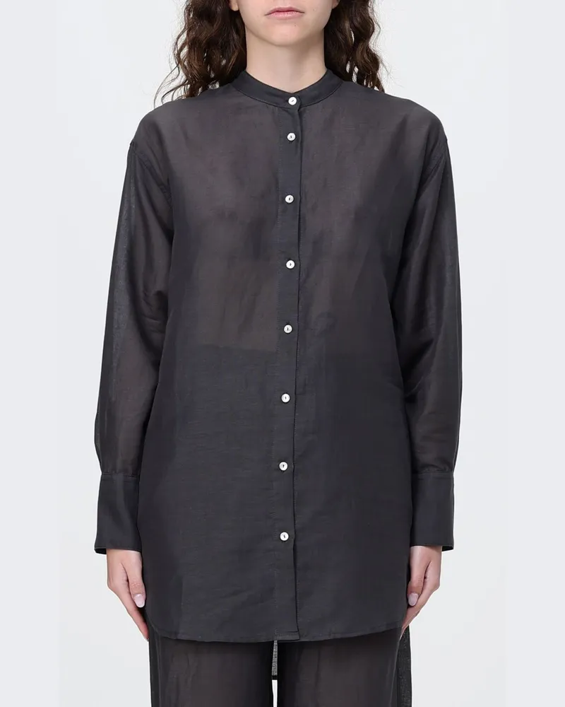 120% Lino Hemdbluse damen Charcoal