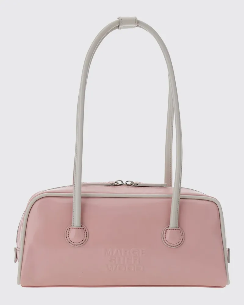 Marge Sherwood Boston Schultertasche von aus Glattleder mit doppeltem Henkel Pink