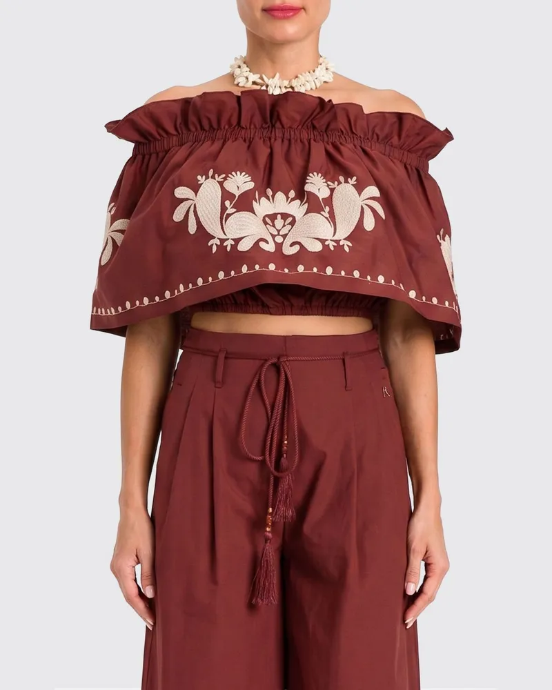 Twin-Set Liberty-Cropped-Top aus Baumwolle Earth