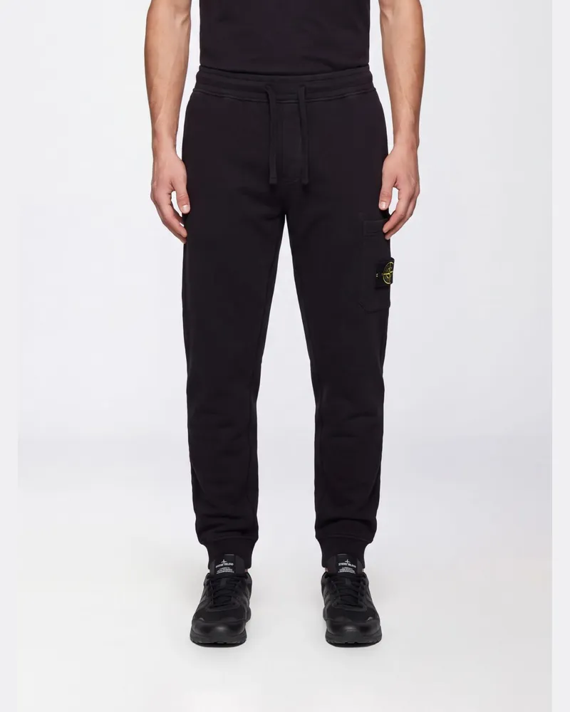 Stone Island Slim Fit Cargohose aus Bio-Baumwolle mit Logo Schwarz
