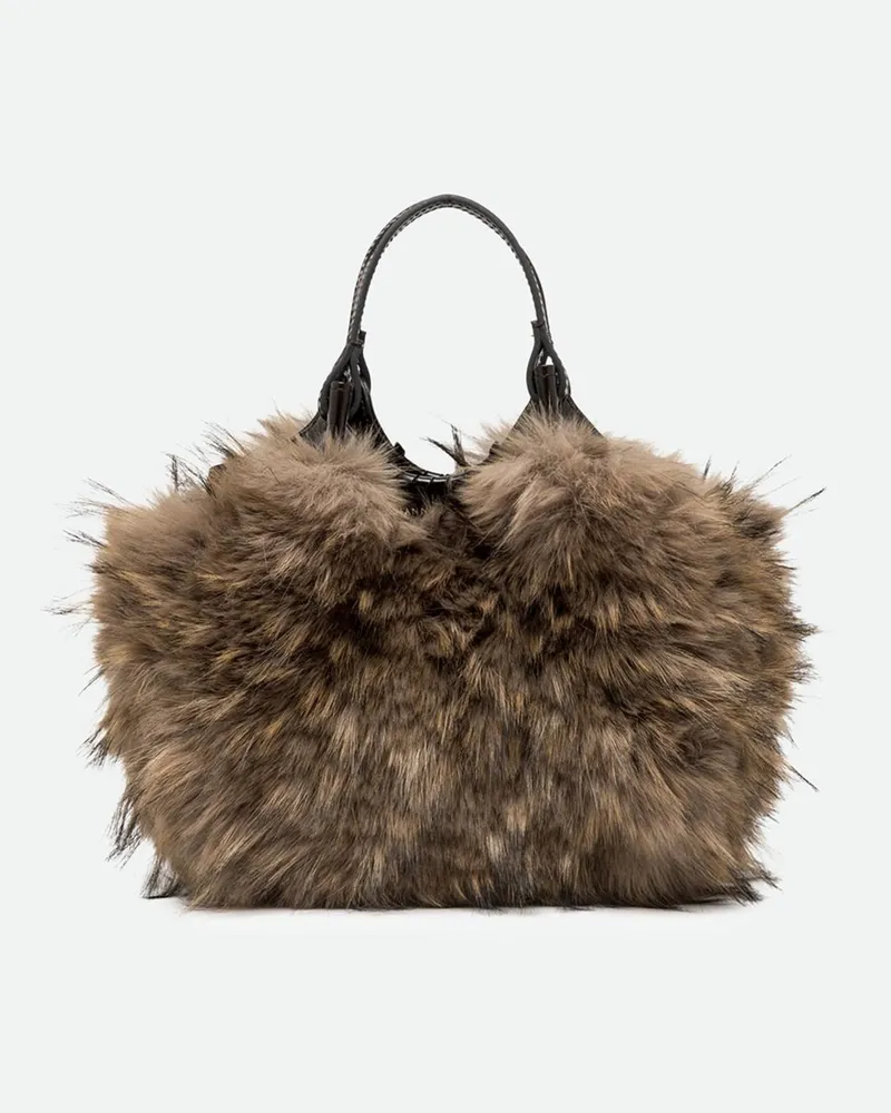 Gianni Chiarini Dua Mini-Handtasche aus Kunstpelz und Rindsleder Braun