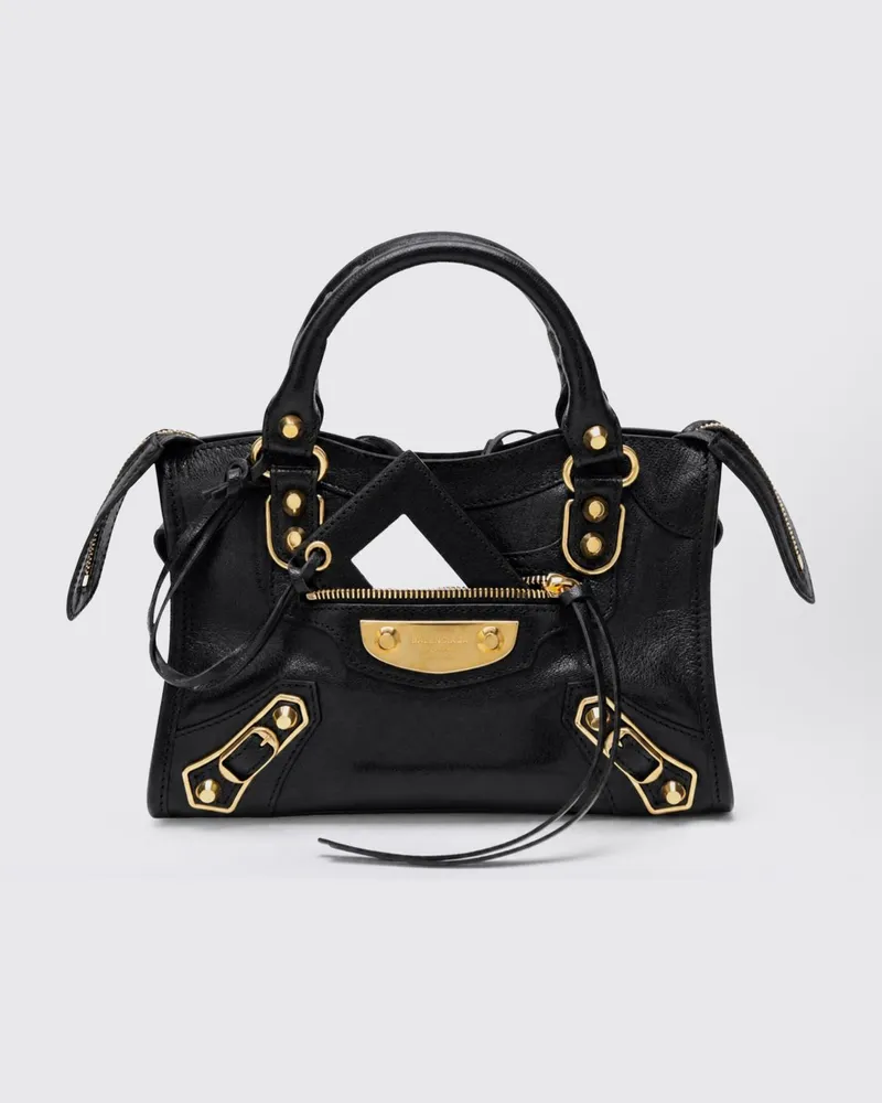Balenciaga Le City Uptown Handtasche aus Leder mit Nieten und Stickerei Schwarz