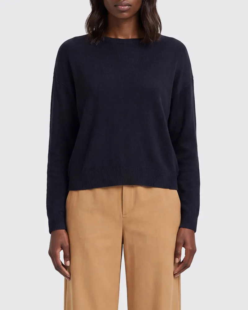 Herno Langärmeliger Pullover aus Lyocell mit Rundhalsausschnitt und Zierknöpfen Blau