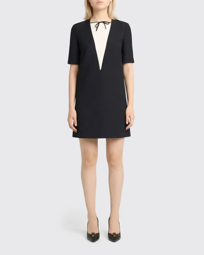 Valentino Garavani Kleid aus Schurwolle und Seide Schwarz