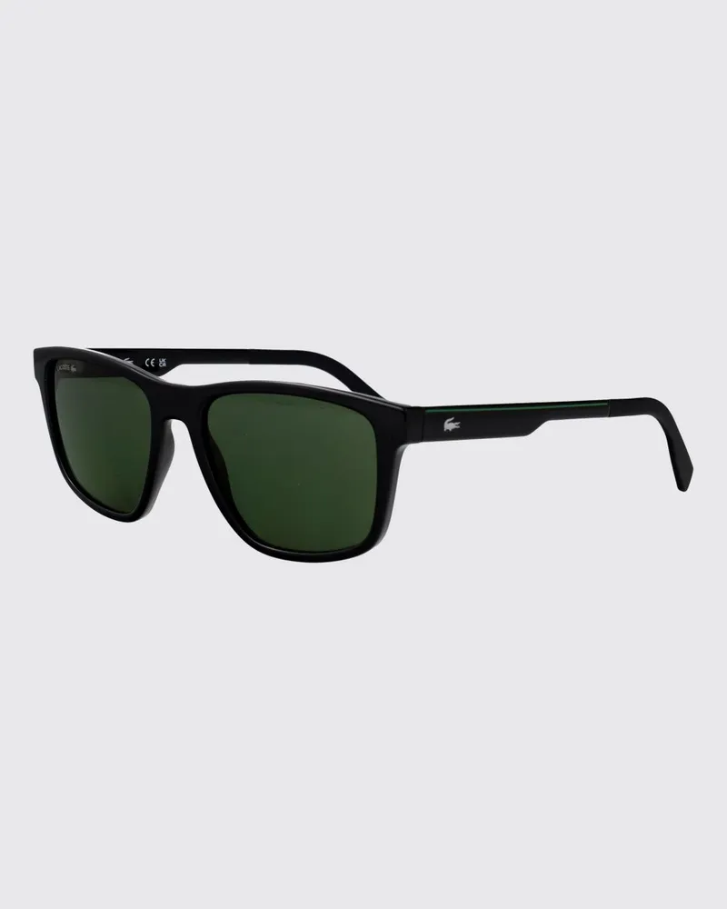 Lacoste Rechteckige Aviator-Sonnenbrille aus Acetat mit Kontrast-Monogramm Schwarz