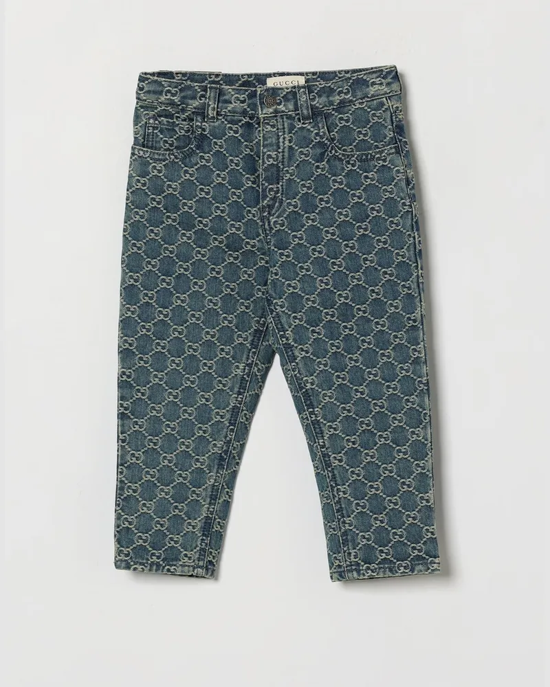 Gucci Slim-Fit-Jeans aus Denim mit durchgehendem GG-Monogramm für Jungen Hellblau