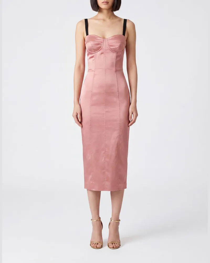Dolce & Gabbana DOLCE  GABBANA Midi-Korsettkleid von Dolce & Gabbana aus Seide mit Herzausschnitt Pink