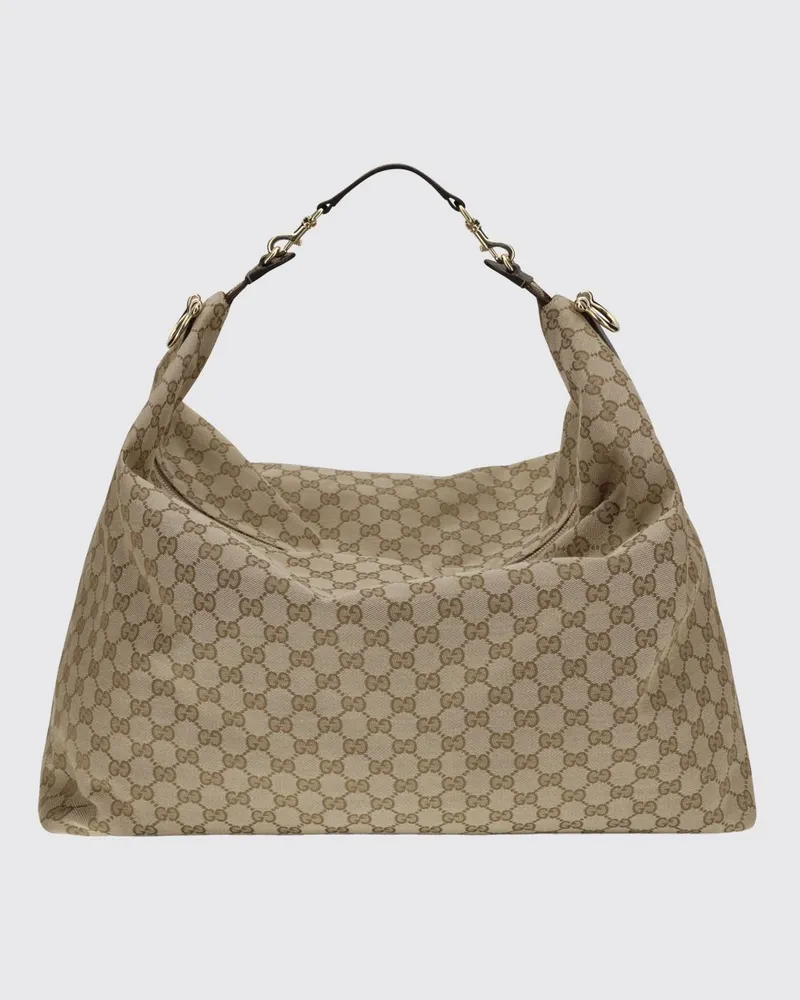 Gucci Große Brera Schultertasche aus Jacquard-Stoff mit GG-Monogramm Sand
