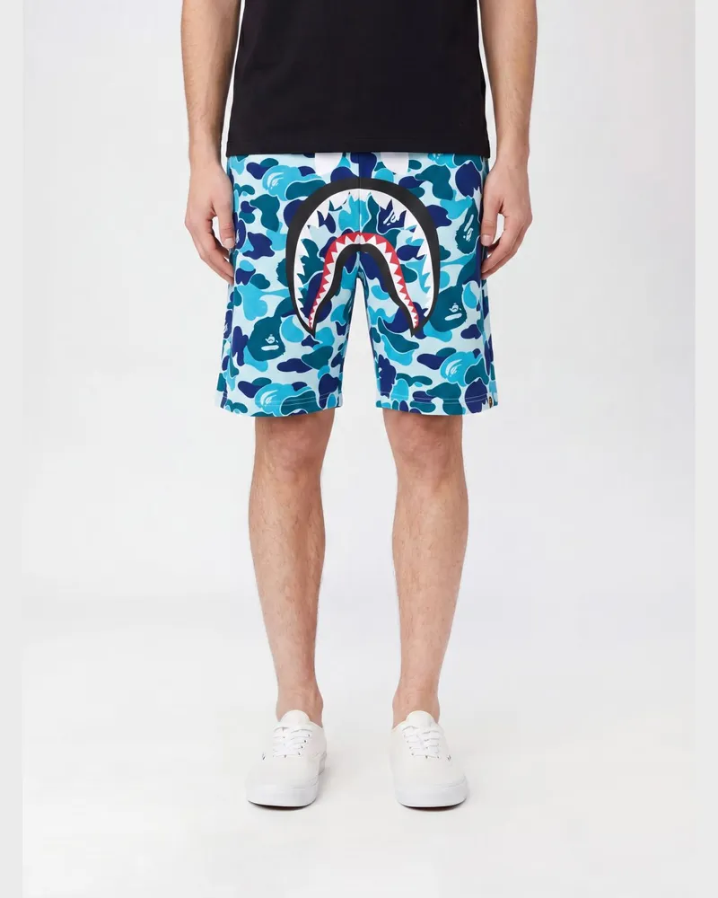 BAPE ABC Camo Shark Baumwoll-Camouflage-Shorts Blau