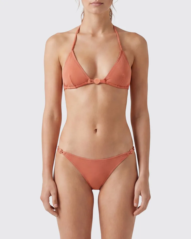 Eres Triangel-Bikini-Oberteil von aus Polyamid mit Stickerei und Perlenverzierungen Peach