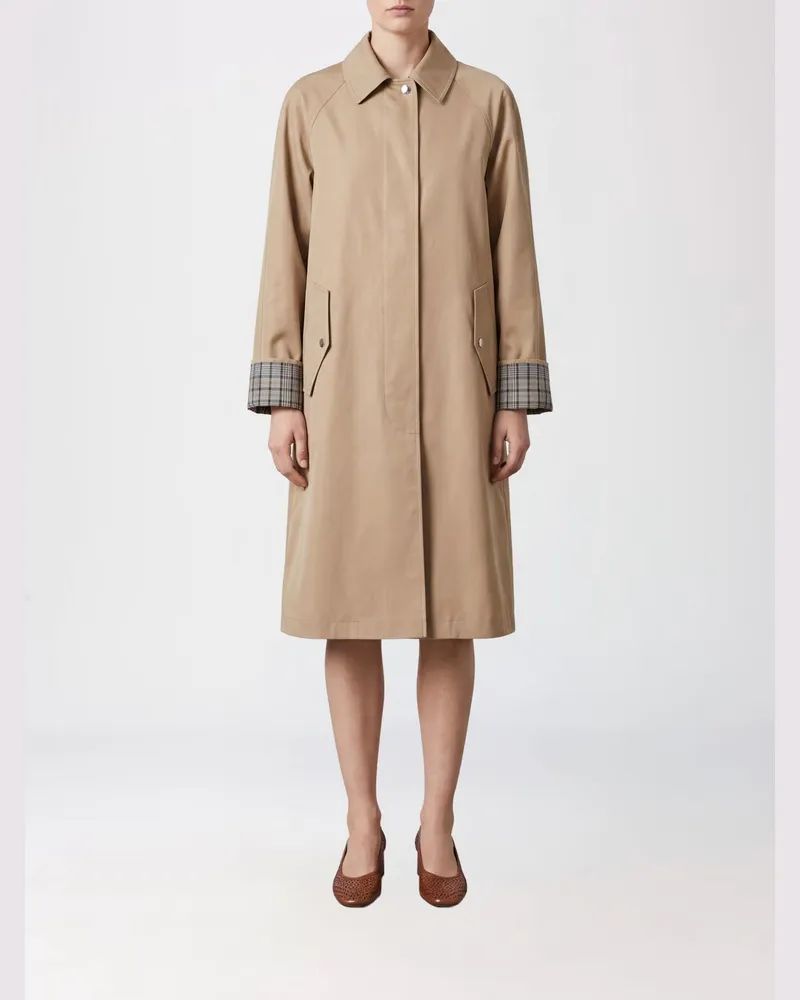 OOF WEAR Einreihiger knielanger Trenchcoat aus technischem Gewebe mit klassischem Kragen Braun