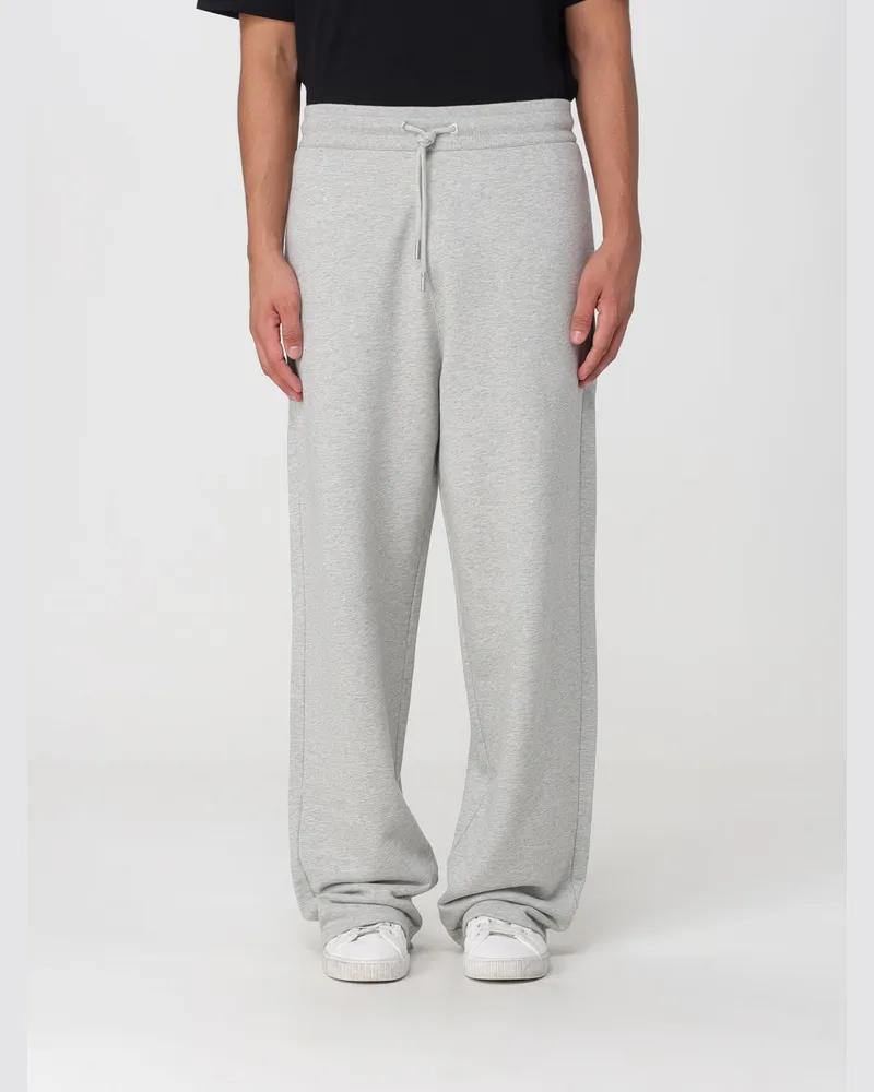 AMI Paris Jogginghose aus Baumwolle mit geradem Bein und gesticktem Logo Grau