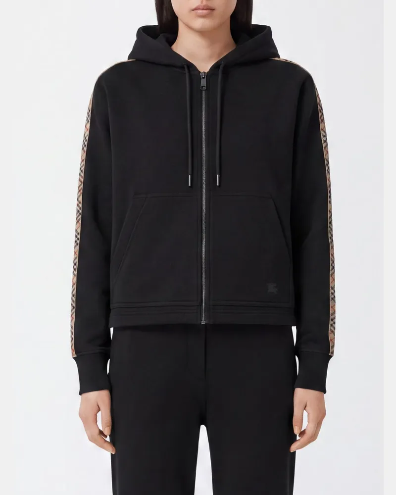 Burberry Kapuzen-Sweatjacke aus Baumwolle mit gesticktem EKD-Logo Schwarz