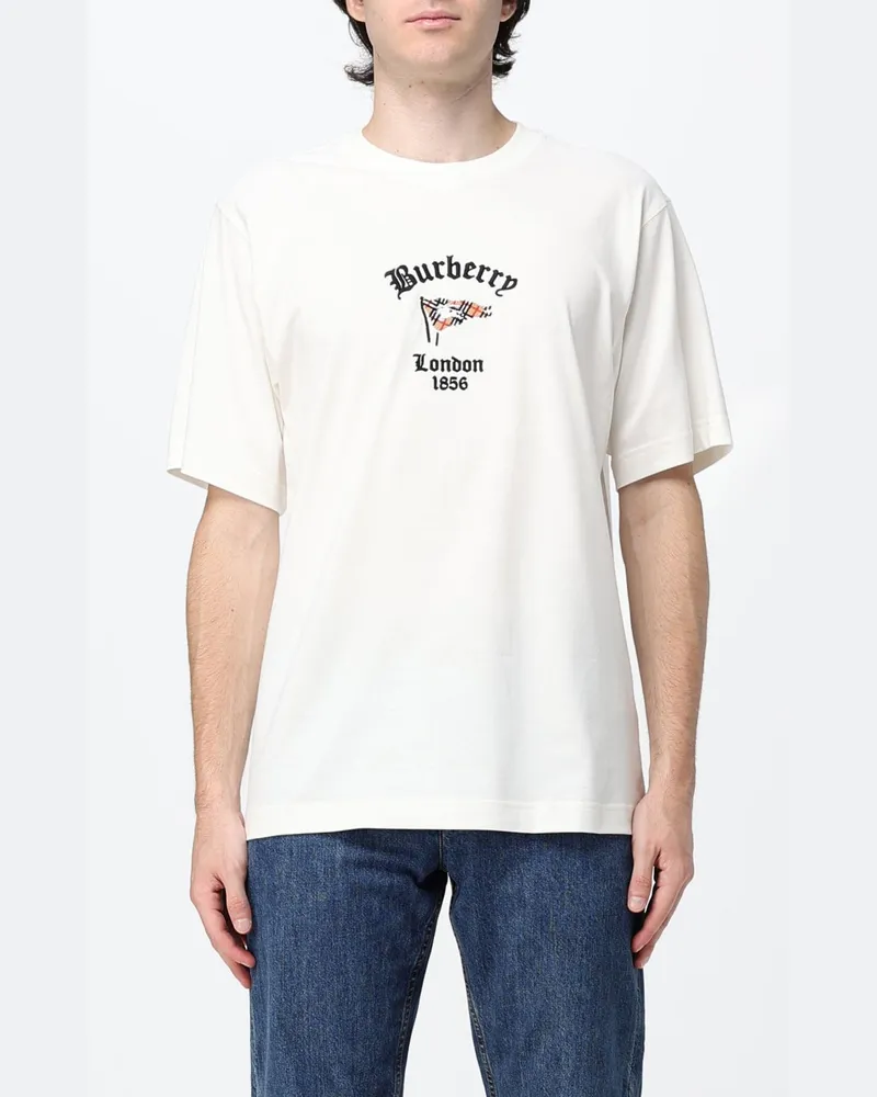 Burberry Slim-Fit-T-Shirt aus Baumwolle von mit Grafikdruck und Kontrastlogo Ivory