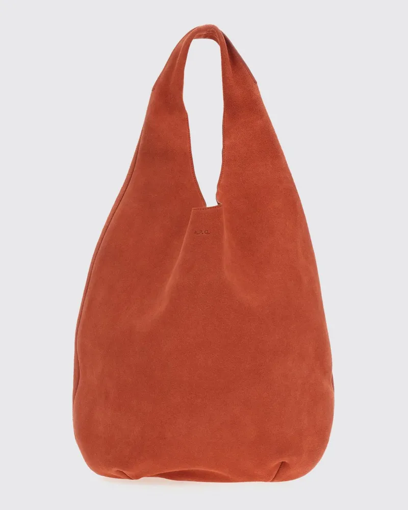 A.P.C. Le Neige Schultertasche aus Veloursleder mit abgerundeter Form und flachem Griff Orange