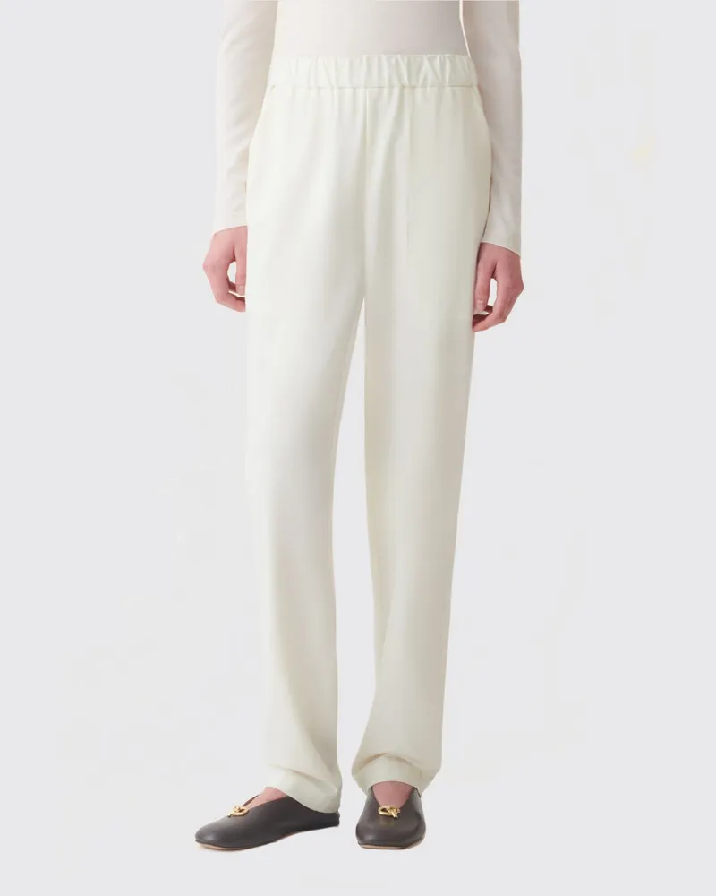 Fabiana Filippi Palazzo-Hose mit hohem Bund, weitem Bein und aufgesetzten Taschen Butter