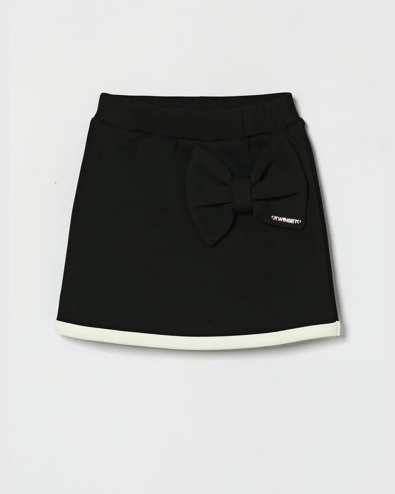 Twin-Set High-Waist-Bleistiftrock aus Jersey für Mädchen mit Schleife Schwarz
