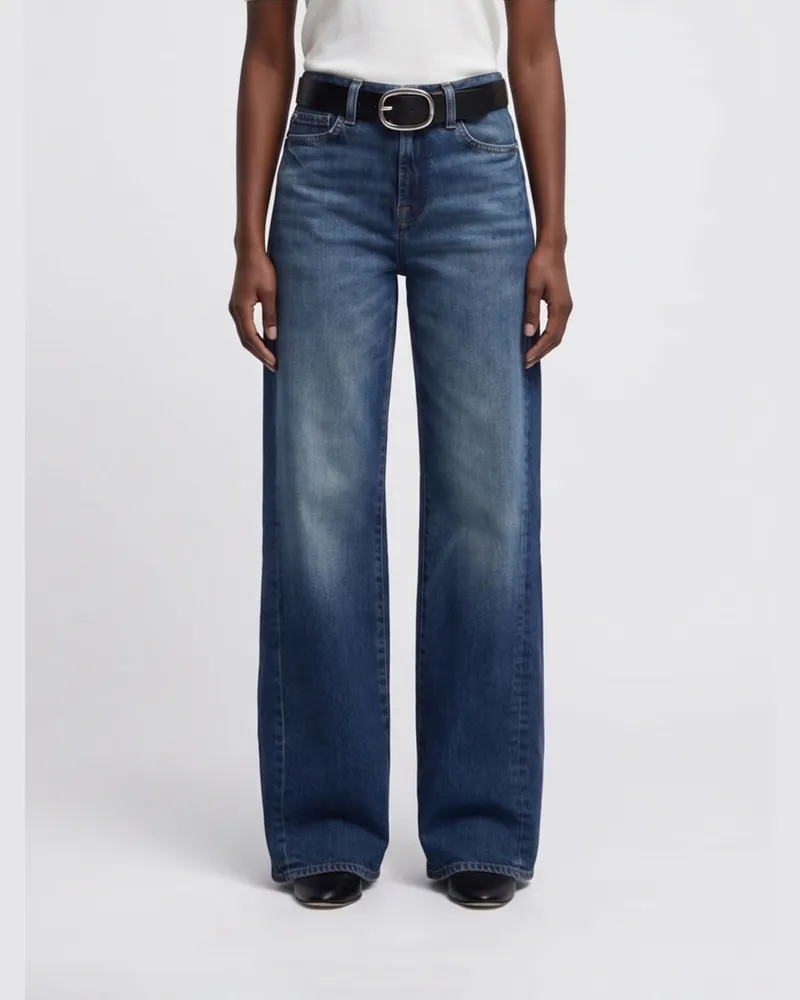 7 for all mankind Lotta High-Waist Wide Leg Jeans aus technischem Gewebe Blau