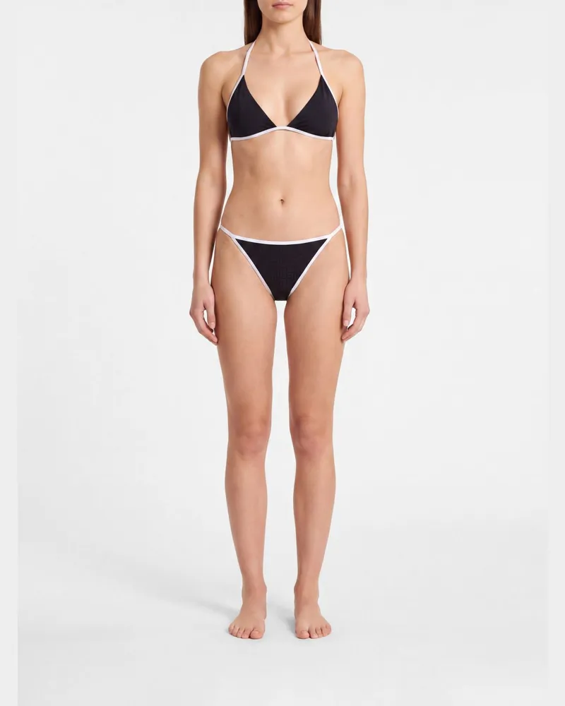 Balmain Triangel-Bikini aus Polyamid mit Kontrastbesatz Schwarz