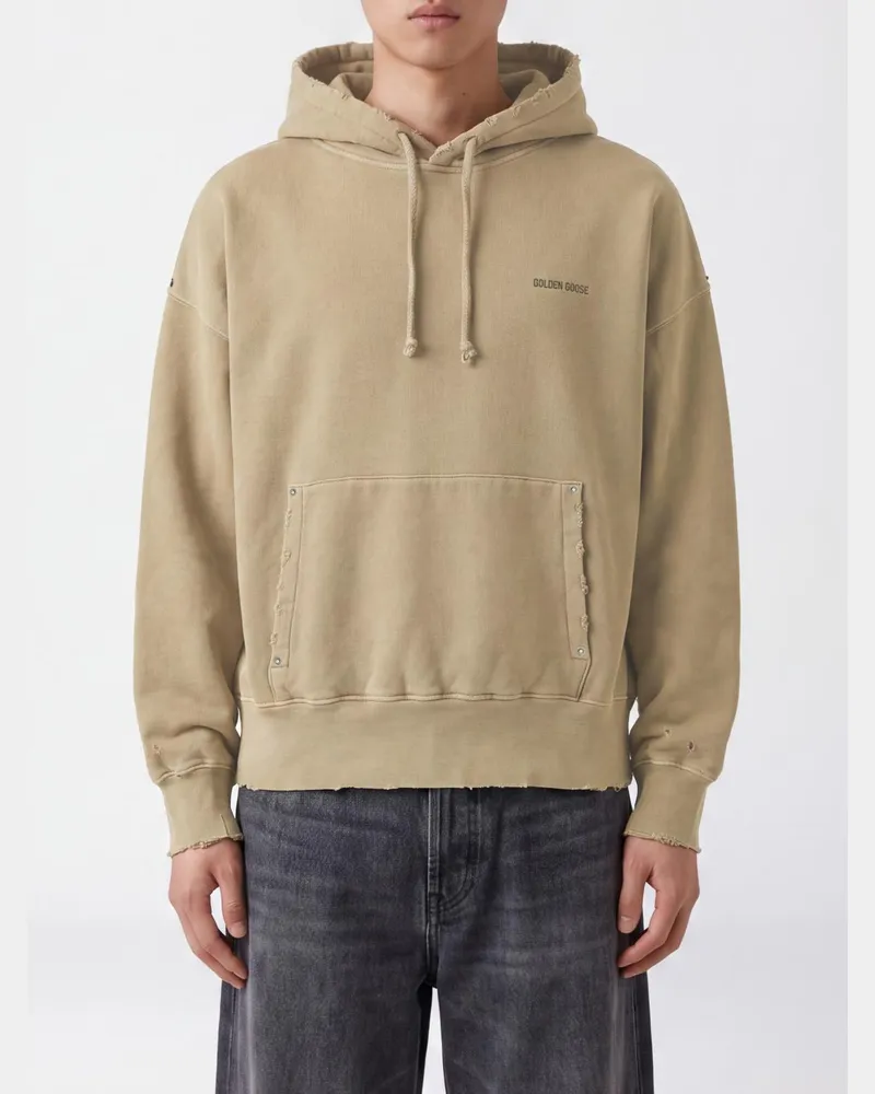 Golden Goose Baumwoll-Hoodie mit kontrastierendem gesticktem Logo Sage