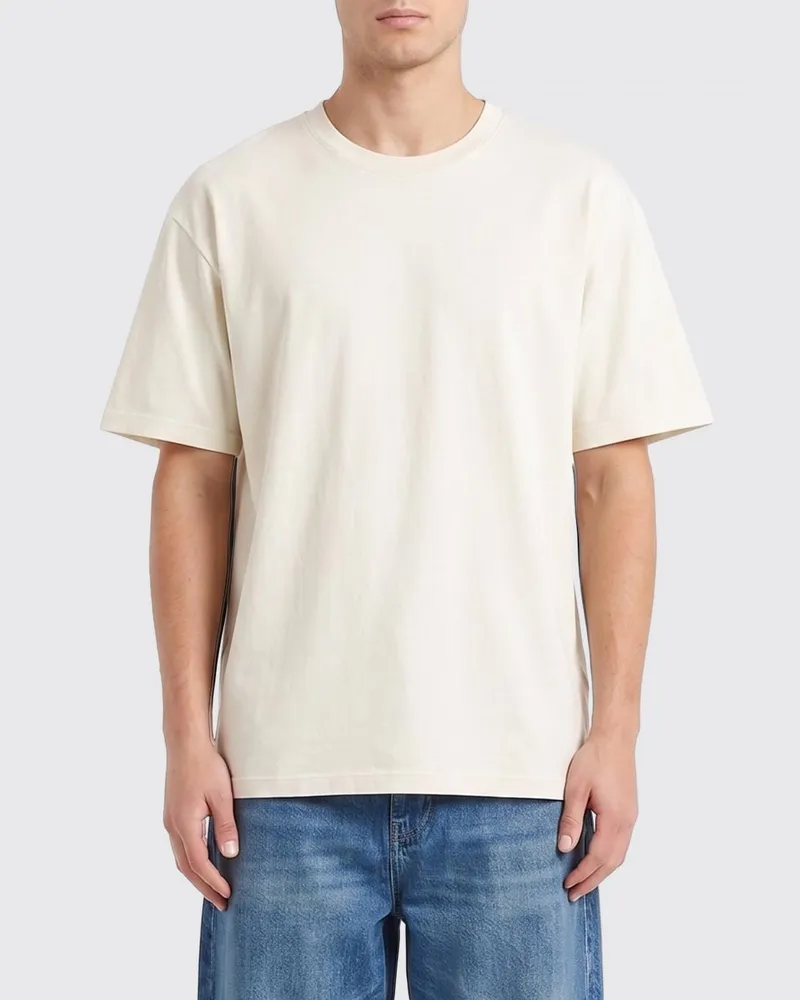 Amish Baumwoll-T-Shirt mit überschnittenen Schultern und modernem Rundhalsausschnitt Ivory