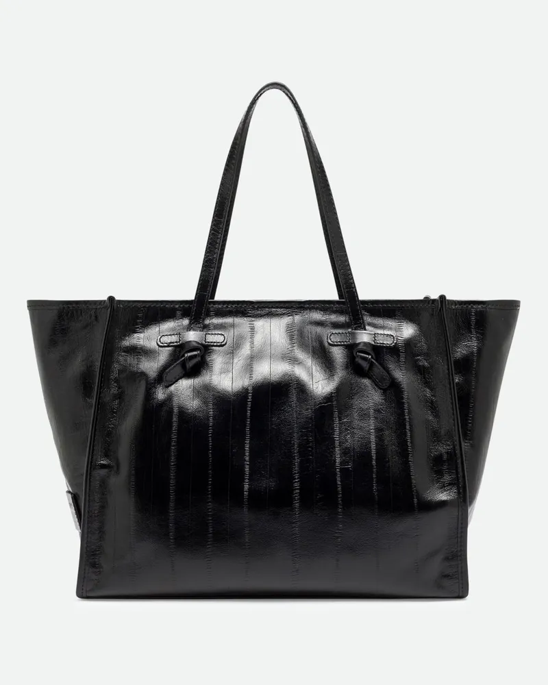 Gianni Chiarini Marcella Schultertasche aus Kalbsleder mit laminiertem Logo Schwarz
