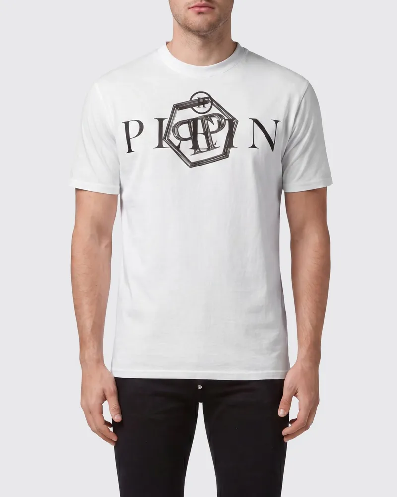 Philipp Plein T-Shirt aus Baumwolle mit Rundhals und kontrastierendem Logo Weiß