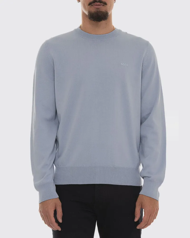 HUGO BOSS Basic Baumwoll-Rundhals-Strickoberteil Violett