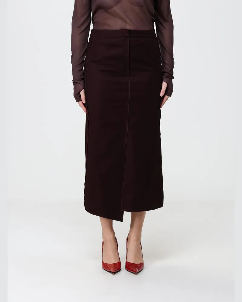 Victoria Beckham Midi-Bleistiftrock aus reiner Wolle mit Rückenverschluss Rot
