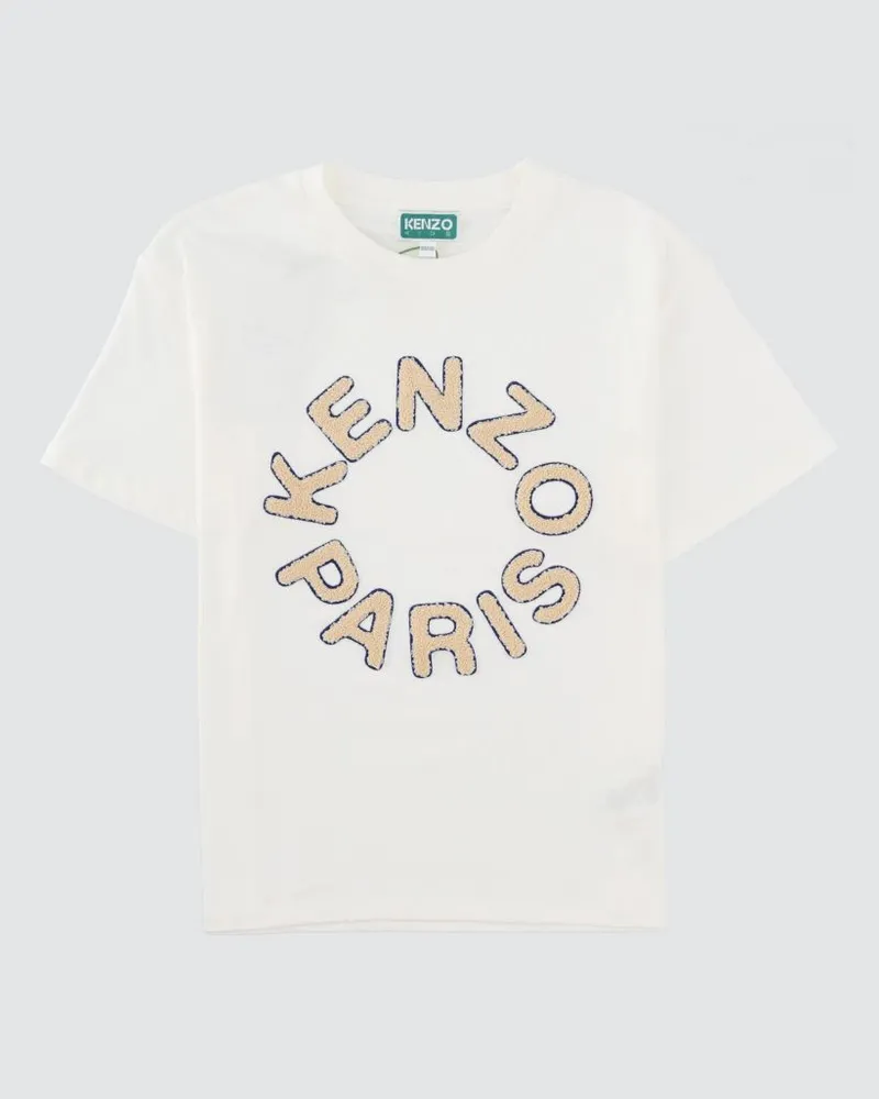 Kenzo T-Shirt für Jungen aus Baumwolle mit Front-Logodruck Weiß