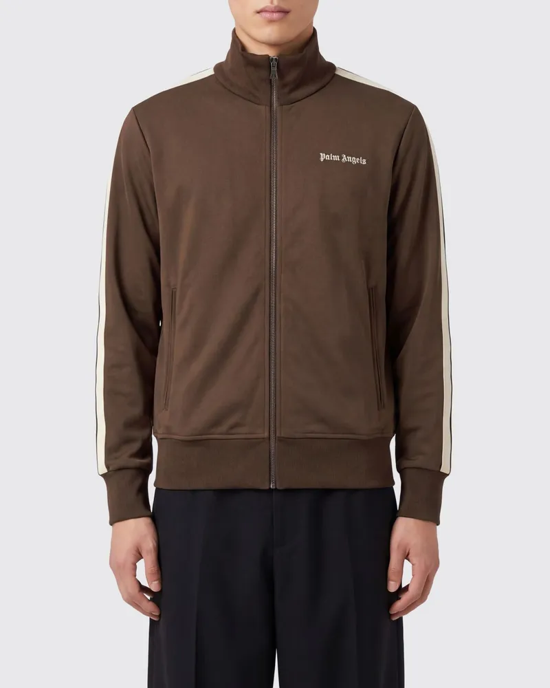 Palm Angels Trainingsjacke aus technischem Gewebe mit Stehkragen und Logo Braun