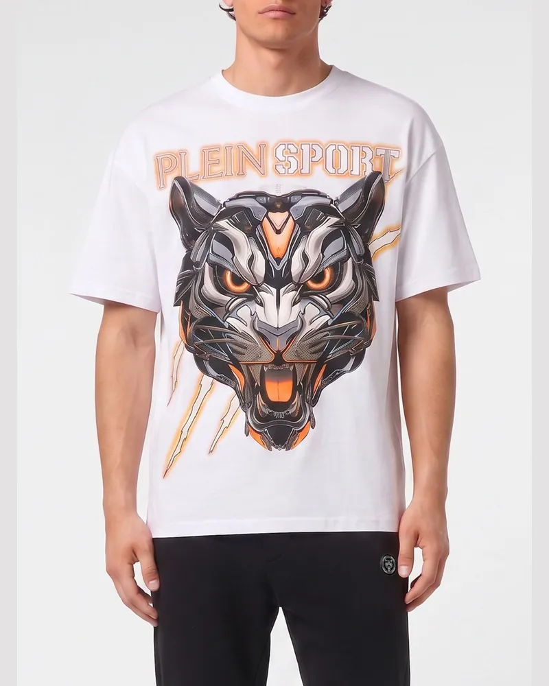 Philipp Plein Baumwolljersey-T-Shirt mit grafischem Logodruck Weiß