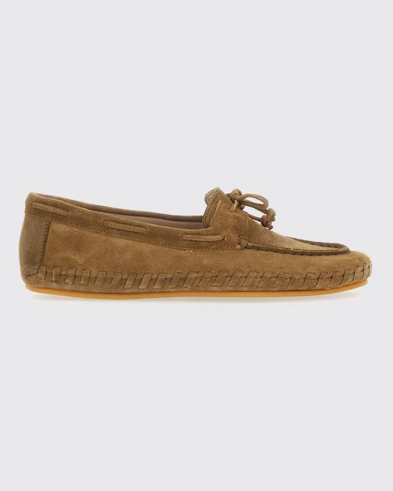 Le Monde Béryl Driver-Loafer aus Veloursleder mit geflochtenen Riemen Beige