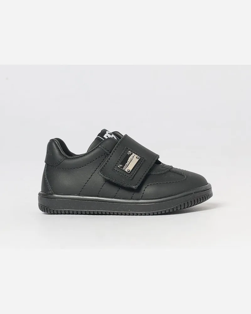 Dolce & Gabbana DOLCE  GABBANA Dolce & Gabbana Jungen-Sneaker aus Kalbsleder mit Klettverschluss Schwarz