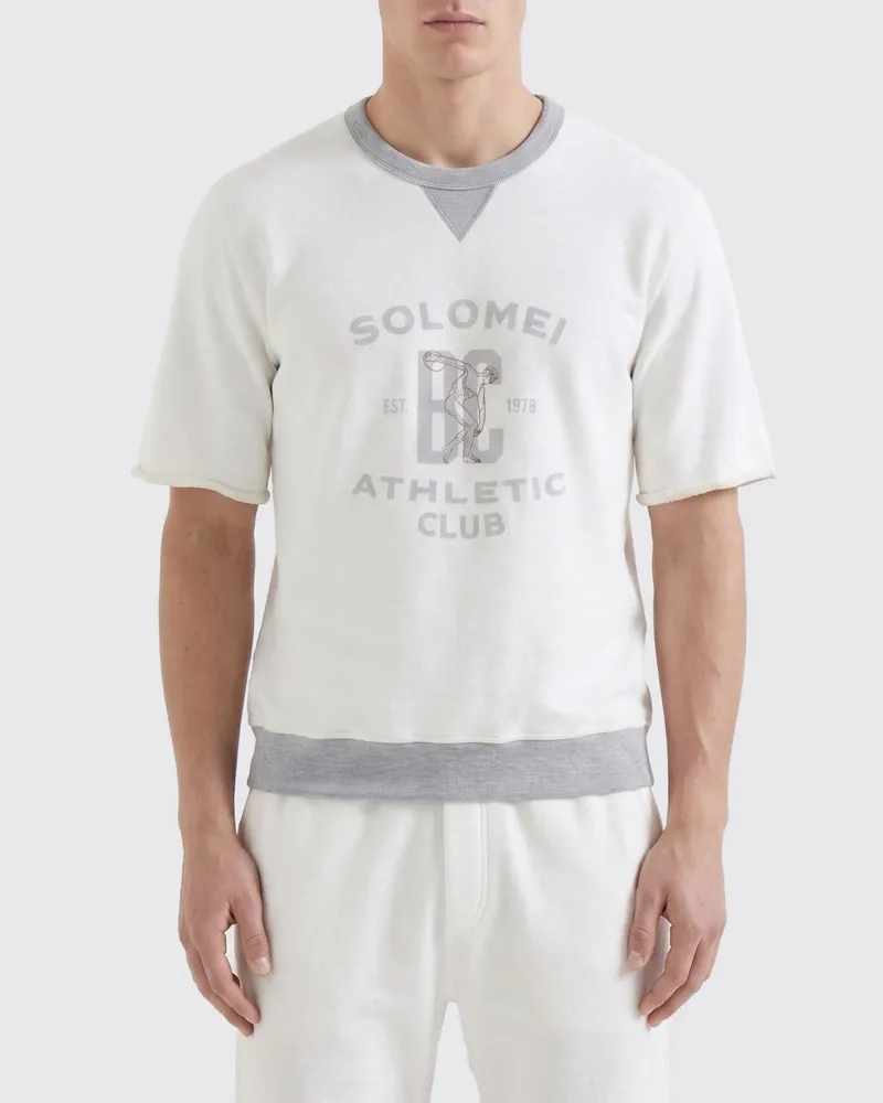 Brunello Cucinelli Baumwoll-Rundhalspullover mit Logo Weiß