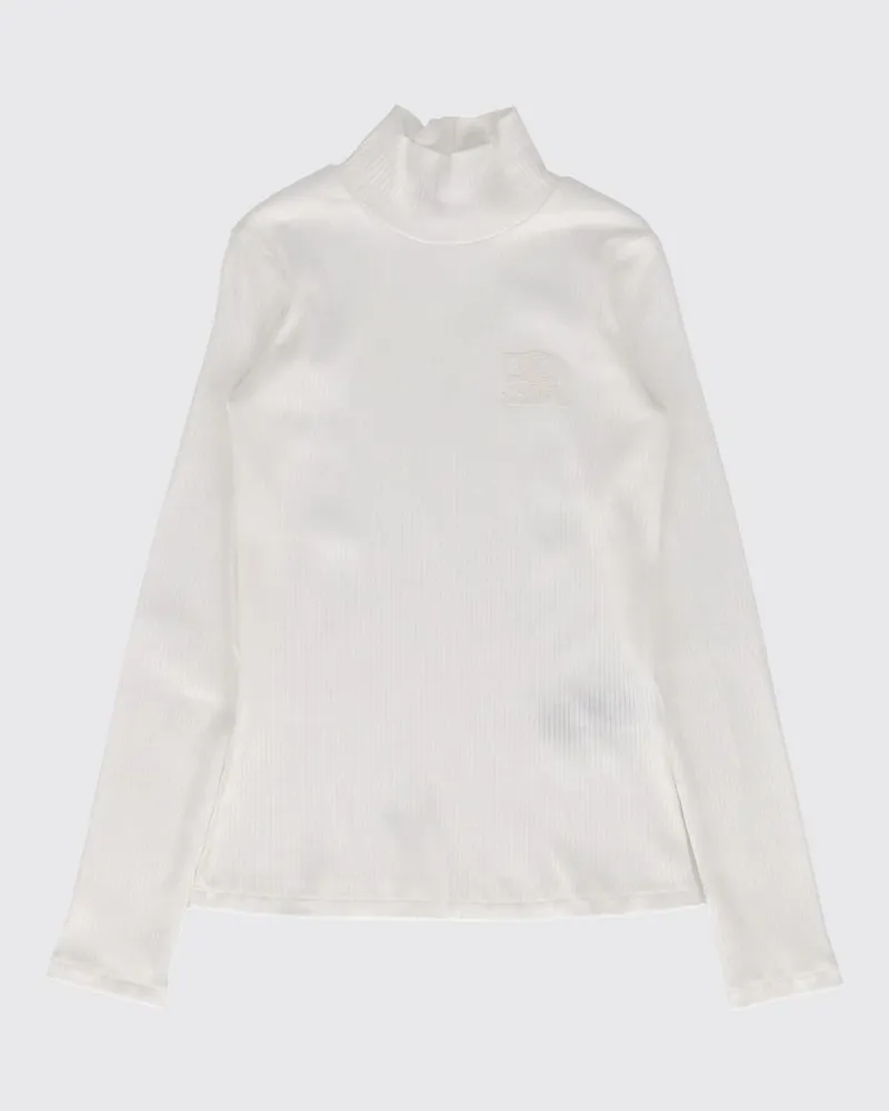 Ermanno Scervino Slim-Fit-Rollkragenpullover aus gerippter Viskose für Mädchen Weiß