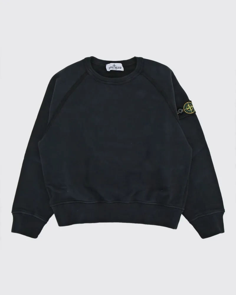 Stone Island Rundhals-Sweatshirt aus Baumwolle für Jungen mit Compass-Logo Schwarz