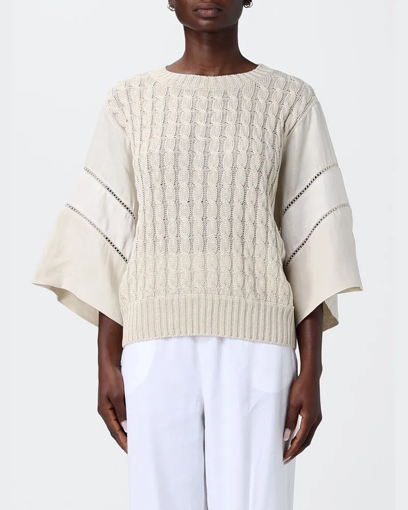 Max Mara Leinen-Scatola-Strick Cream